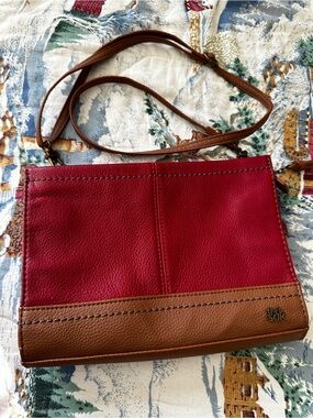 The Sak Red and Brown Leather Crossbody Purse